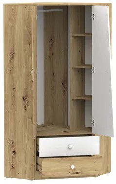 Šatníková skriňa Seraphina WK2 (dub artisan + biela + sivá). Vlastná spoľahlivá doprava až k Vám domov. 1122579