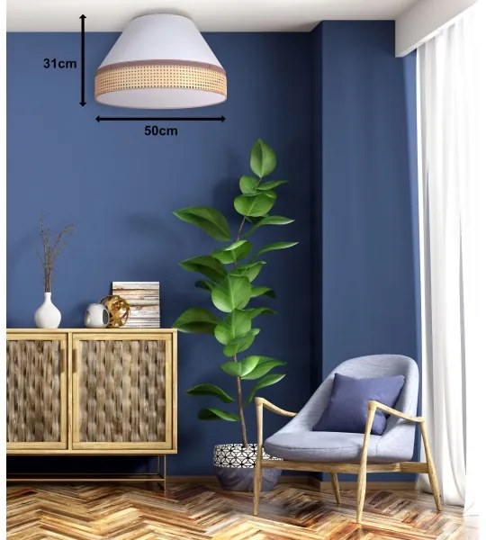 Duolla - Stropné svietidlo AVIGNON 1xE27/15W/230V pr. 50 cm biela/ratan