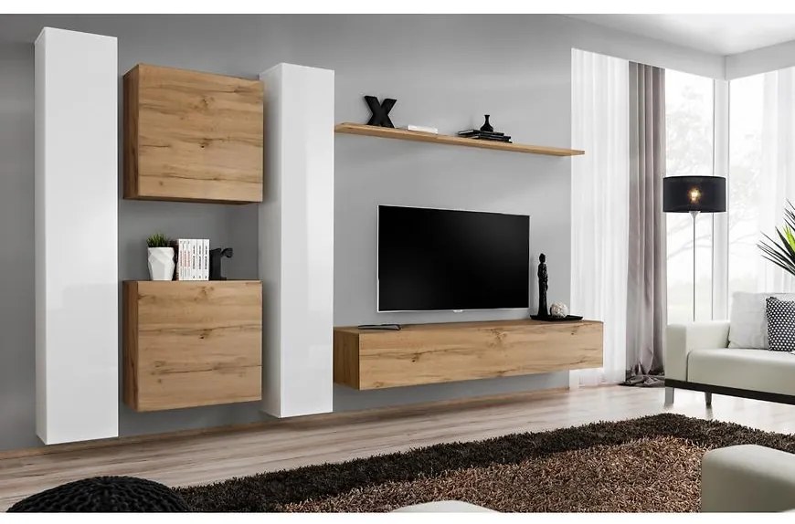 Obývacia stena Switch VI Biely/Wotan