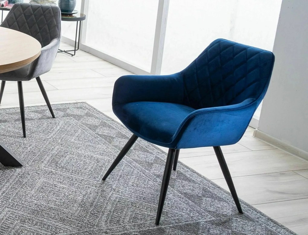 Jídelní křeslo Linea Velvet modré
