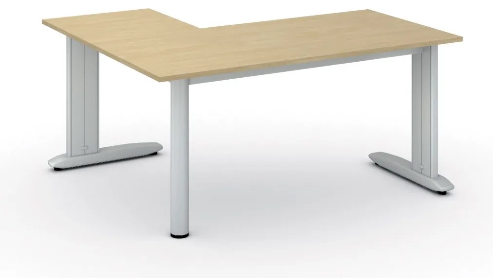 Rohový kancelársky písací stôl PRIMO FLEXIBLE, 160x140 cm, breza