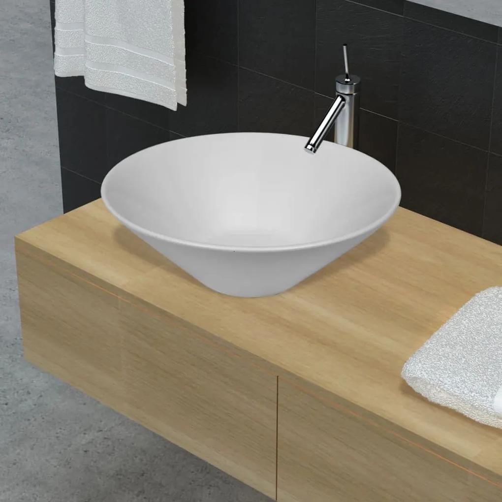 vidaXL Kúpeľňové porcelánové keramické umývadlo, tvar misy, biele