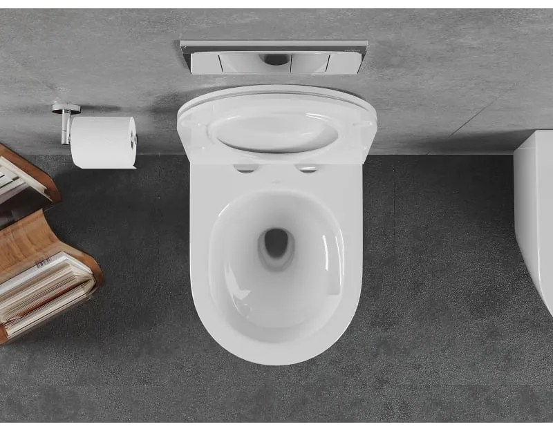 Mexen Lena, závesná WC misa 490x360x340 mm, Rimless Tornádo + toaletné WC sedadlo z duroplastu, biela lesklá, 30220500T