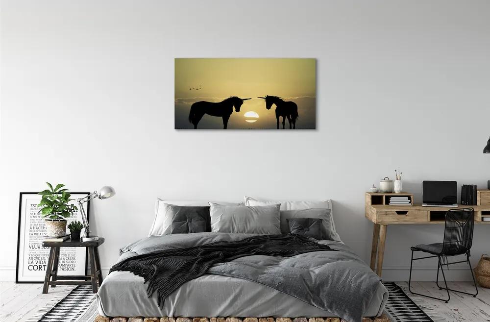 Obraz na plátne Poľné sunset jednorožce 140x70 cm