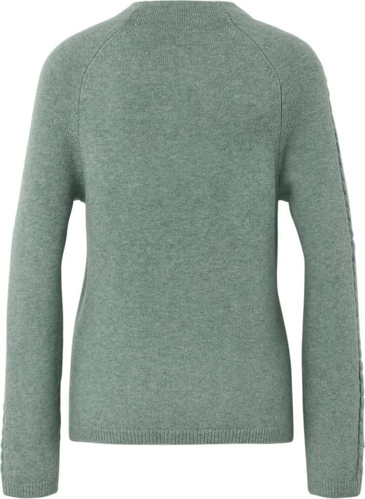 Pulóver z hrubého úpletu s vrkočovým vzorom, šalviový