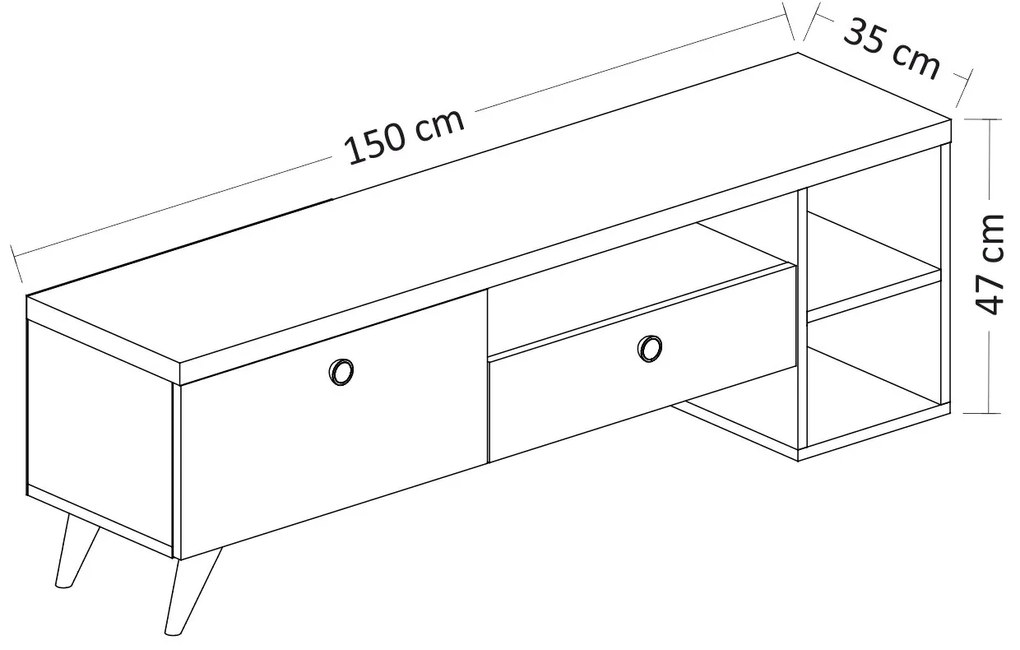 Dizajnový TV stolík Ximena 150 cm čierny