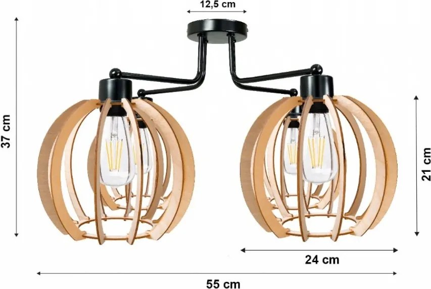 Závesná lampa DRONE 4xE27 - DREVENÁ GUĽA 2