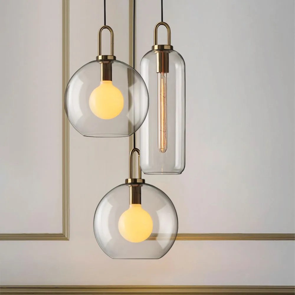 Toolight - Závesné svietidlo zo skla 1xE27 60W APP442-CP, zlatá, OSW-05636