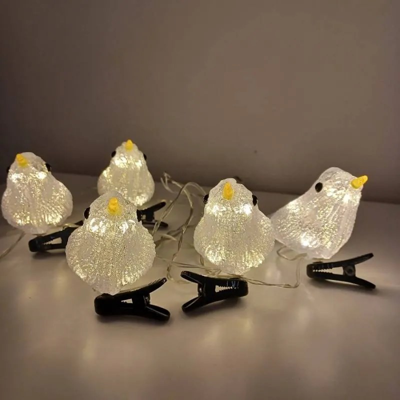 DECOLED LED svetelné vtáky, akryl, 5 ks, teplá biela