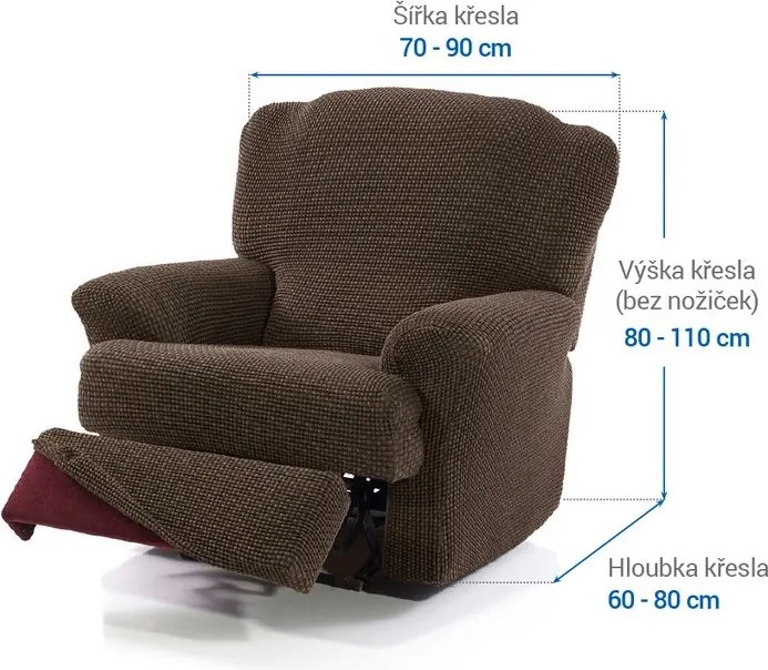 Super strečové poťahy NIAGARA tabaková relaxačné kreslo (š. 70 - 90 cm)