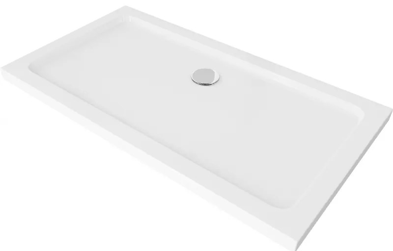 Mexen SLIM - Obdĺžniková sprchová vanička 130x70x5cm + chrómový sifón, biela, 40107013