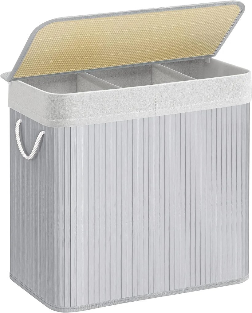 Koš na prádlo Luxo 150 l šedý/bambus