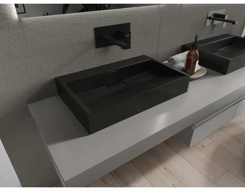 Mexen Ava, umývadlo na dosku z konglomerátu B/O 60 x 38 cm, čierna matná, 23016070