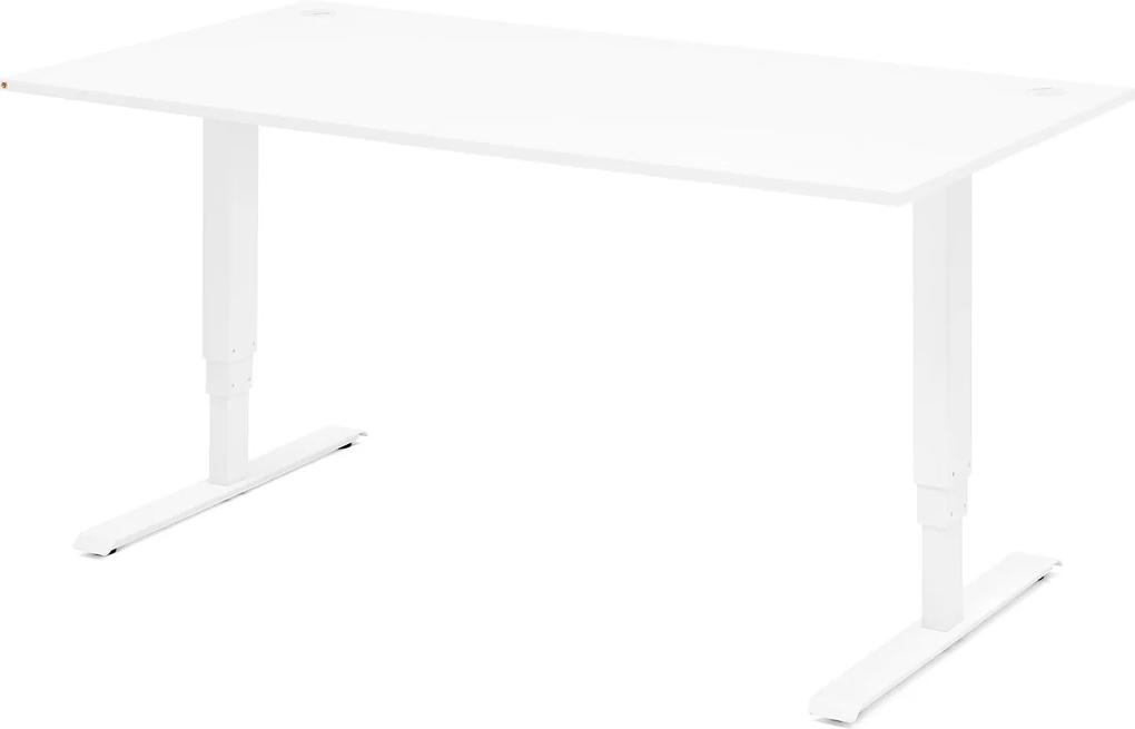 Výškovo nastaviteľný stôl Adeptus, 1400x800 mm, biela/biela