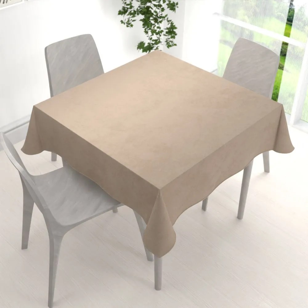 Biante Veľký zamatový štvorcový obrus Velvet Prémium SVP-042 Béžovohnedý 260x260 cm