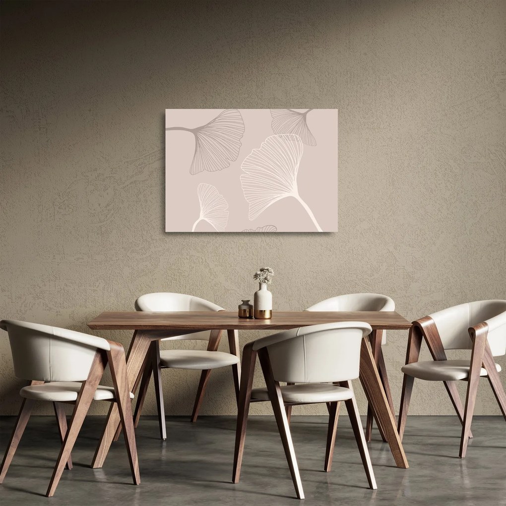 Sklenený obraz - Béžové listy N⁰6 (70x50 cm)