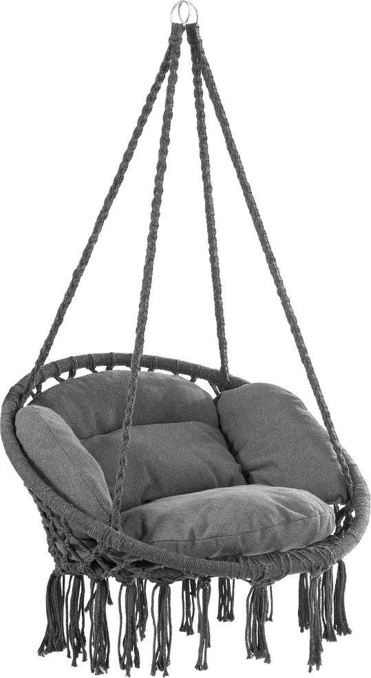 Závesné kreslo BOHO s vankúšmi, Ø61cm, antracitová Jurhan