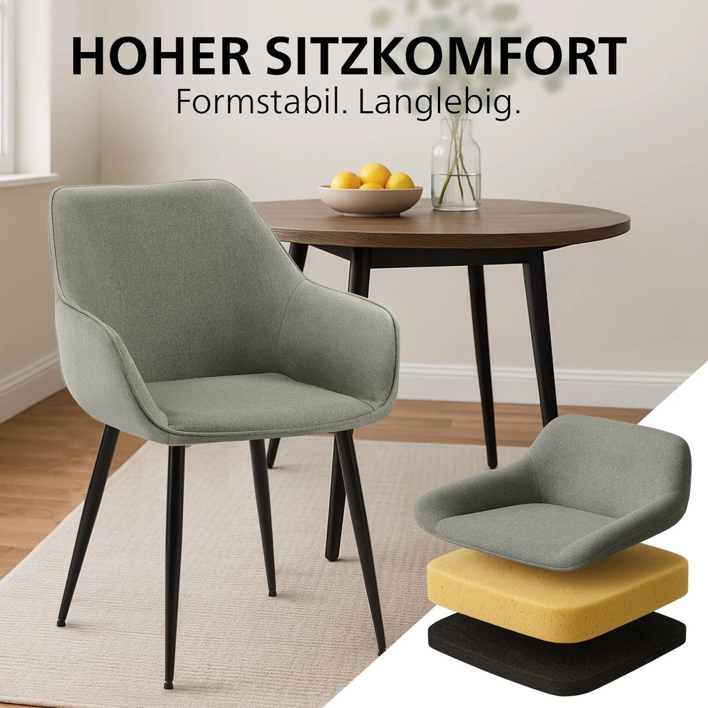 Sada 2 ks jedálenskej stoličky Luena látka - svetlosivá