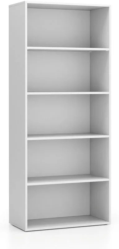 Vysoký kancelársky policový regál LAYERS, 800 x 400 x 1905 mm, biela