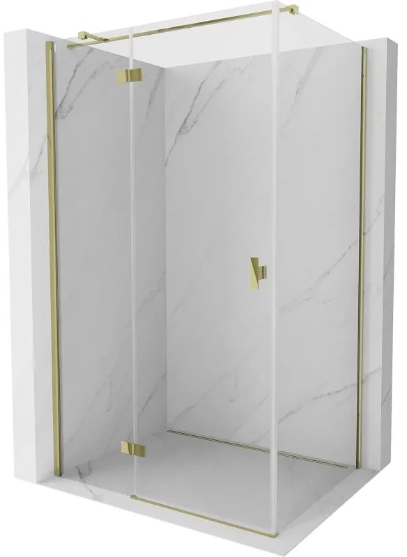 Mexen, Mexen Mist H T sklápací sprchový kút ľavý 120 x 85 cm, transparentný, zlatý - 8A5T-120-085-50-00-L
