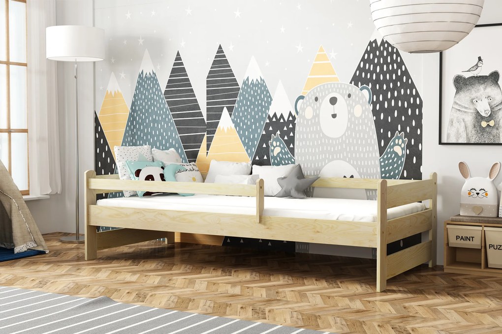 Detská posteľ z masívu borovice FILÍPOK - 200x90 cm - prírodná borovica