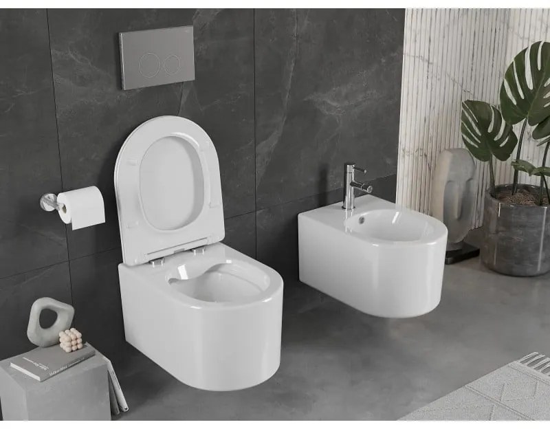 Mexen SOFIA Rimless závesná wc misa so sedátkom s pomalým zatváraním, 49 x 37 cm, biela, 30540300