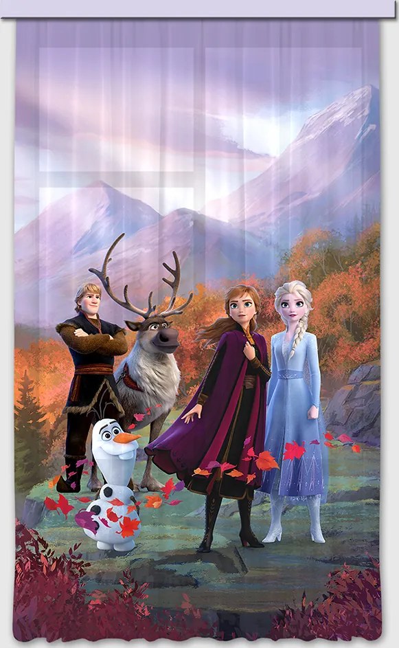 Detský záves DISNEY - FROZEN 2 - Elsa s priateľmi na horskej plošine - 140x245 cm