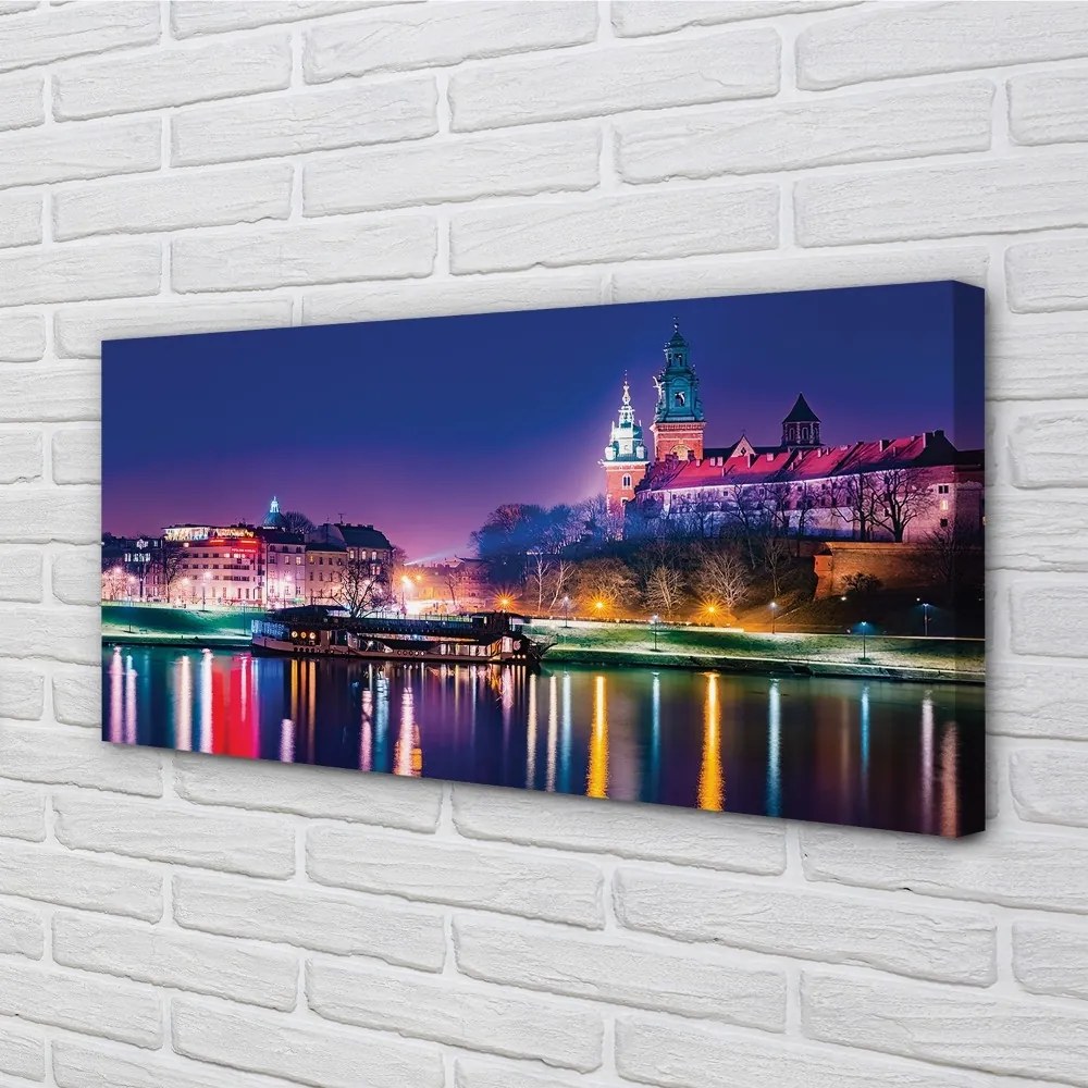 Obraz na plátne Krakow City noc rieka 140x70 cm