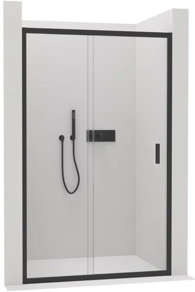CERANO - Sprchové posuvné dvere Varone LINE Ľ/P - čierna matná, transparentné sklo - 100x195 cm, CER-CER-478087