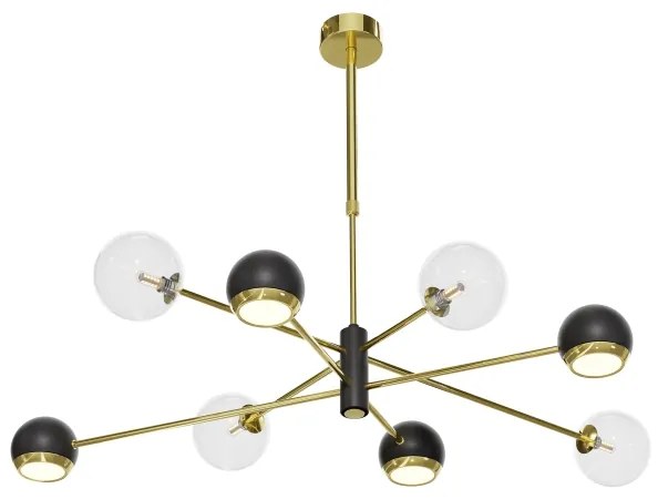 Jupiter 1973 - Luster na tyči MOKA 4xGU10/10W/230V + 4xG9/10W/230V zlatá/čierna/číra