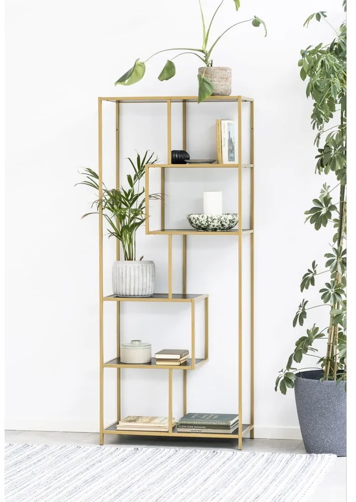 Čierna/zlatá knižnica 77x185 cm Seaford – Actona