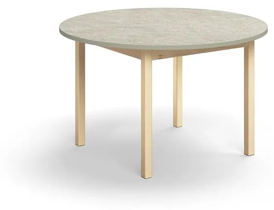 Stôl DECIBEL, Ø1200x720 mm, linoleum - šedá, breza