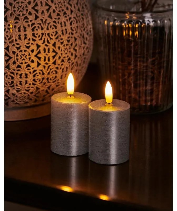 SIRIUS Svíčka Sille mini, sada 2 kusy, stříbrné