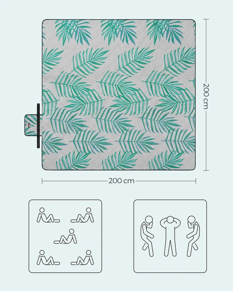 Songmics Pikniková deka Tropical 200x200 cm vzorovaná