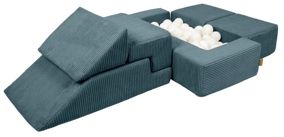 Tyrkysovomodré menčestrové penové ihrisko 100x35x40 cm Montessori – Meowbaby