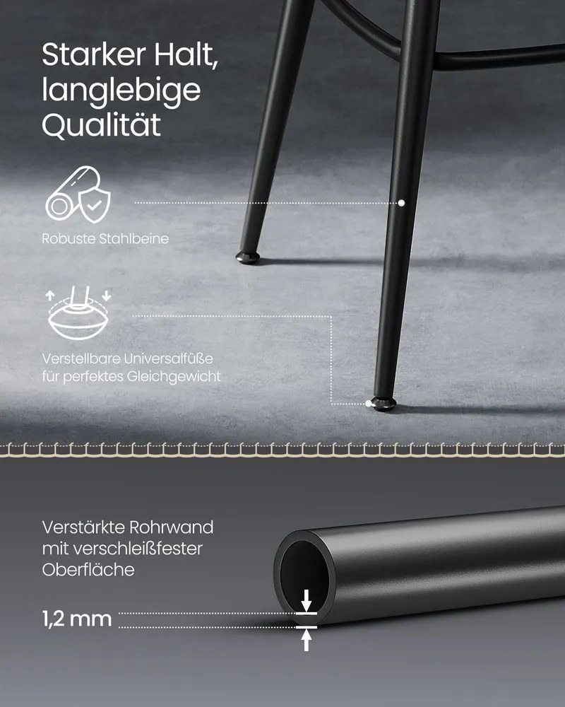 VASAGLE EKHO – Sada 2 barových stoličiek z umelej kože, otočné, LBC089 Farba: čierna