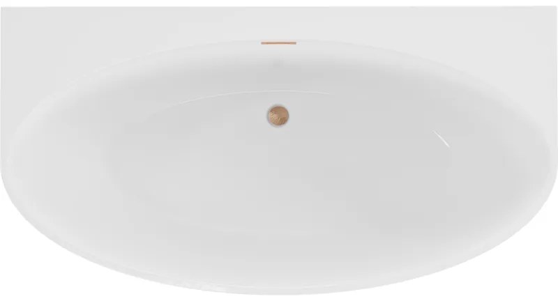 Mexen Bruna, voľne stojaca vaňa ku stene 150 x 82 cm, biela lesklá, medená matná, 52731508200-65