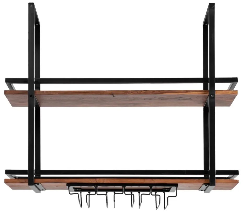 furniture-nabytek.cz - Masívna závesná polica Aro z kovu a dreva, lakovaná, hnedá – 100×25×80 cm