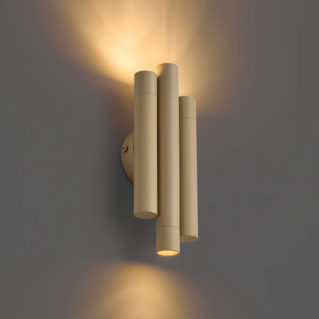 Retro wandlamp beige 3-lichts - Pipes