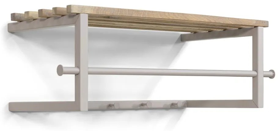 Kovový nástenný vešiak v prírodnej farbe/taupe s poličkou 76 cm Marco – Spinder Design