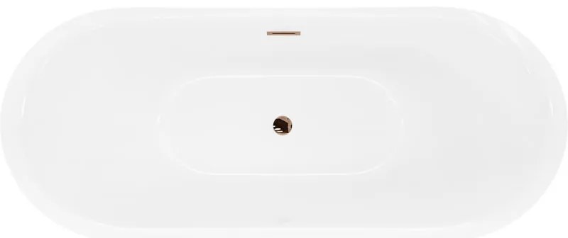 Mexen Lotos, voľne stojaca vaňa 170 x 75 cm, biela/čierna, ružové zlato prepad, 52051707775-60