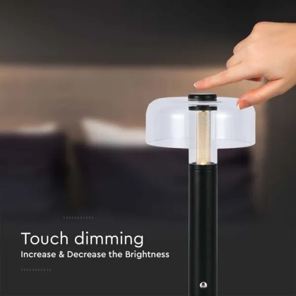 LED stmievateľná dobíjacia stolná lampa LED/1W/5V 3000K 1800 mAh čierna