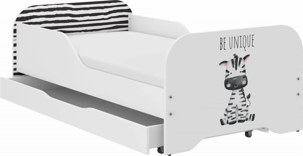 Wooden Toys Detská posteľ MIKI 140x70 ZEBRA SAFARI