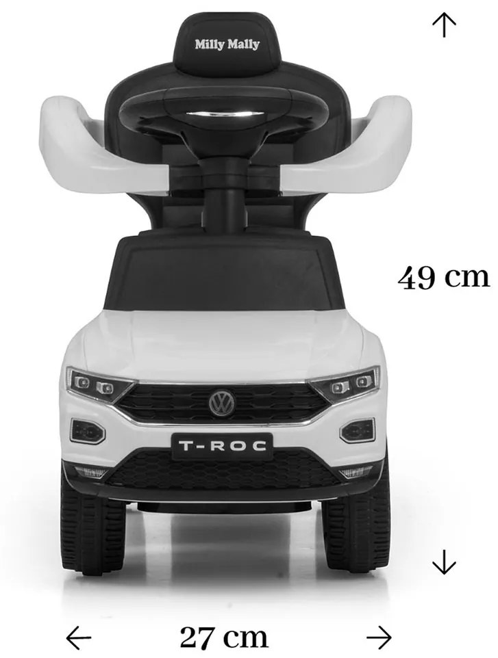 Detské odrážadlo s vodiacou tyčou VOLKSWAGEN T-ROC Milly Mally biele