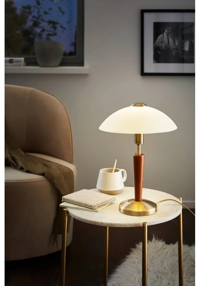 Sivo-hnedá stmievateľná stolová lampa so skleneným tienidlom (výška 35 cm) SOLO 1 – EGLO