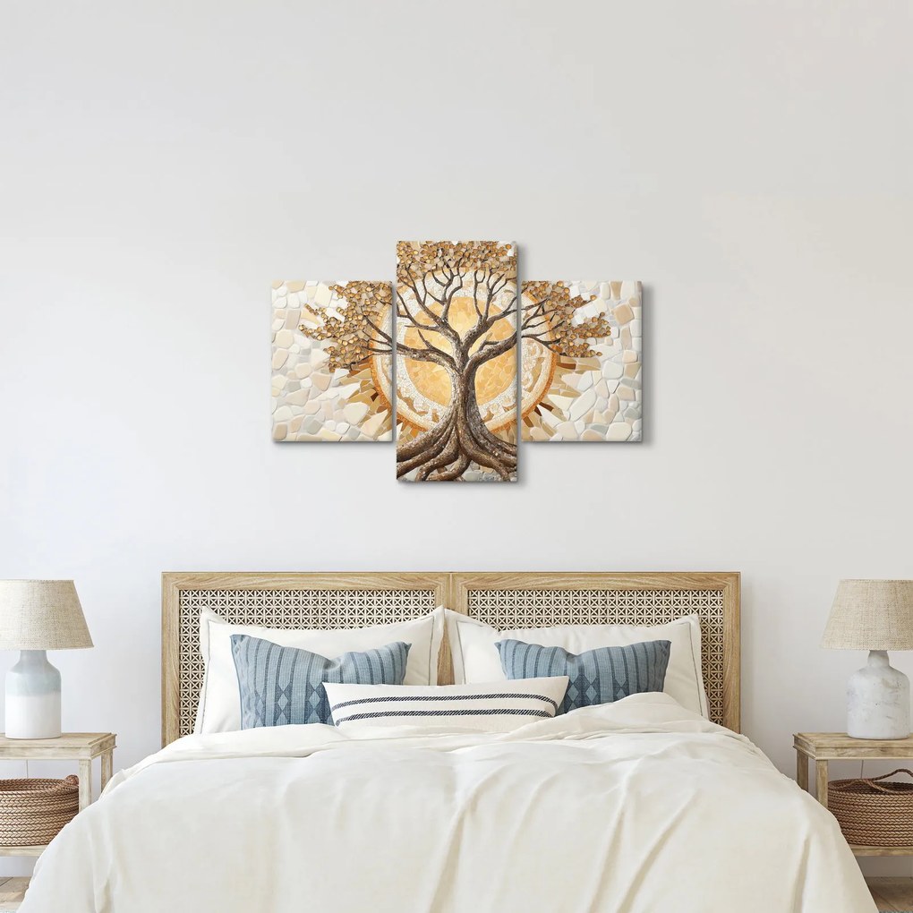Obraz – Zlatý strom života v mozaike (90x60 cm)