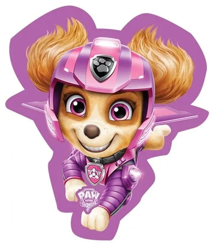 Tvarovaný 3D vankúšik Tlapková patrola - Paw Patrol - motív Skye v akcii - 41 x 34 cm