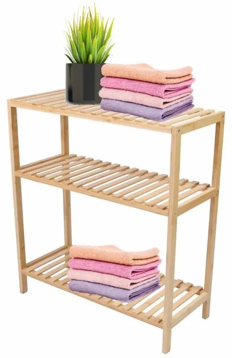 Divero bambusový regál 3 police nosnosť 30 kg prírodný D104128