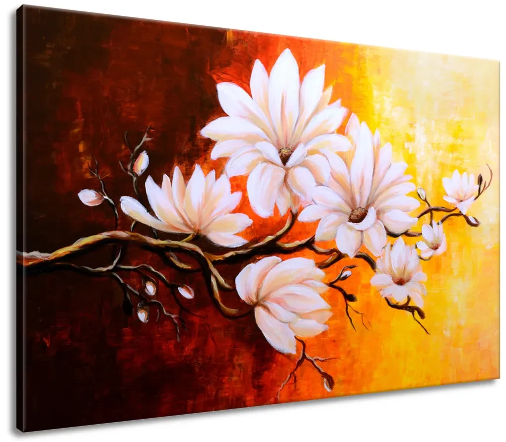 Gario Ručne maľovaný obraz Farebné magnólie Rozmery: 100 x 70 cm