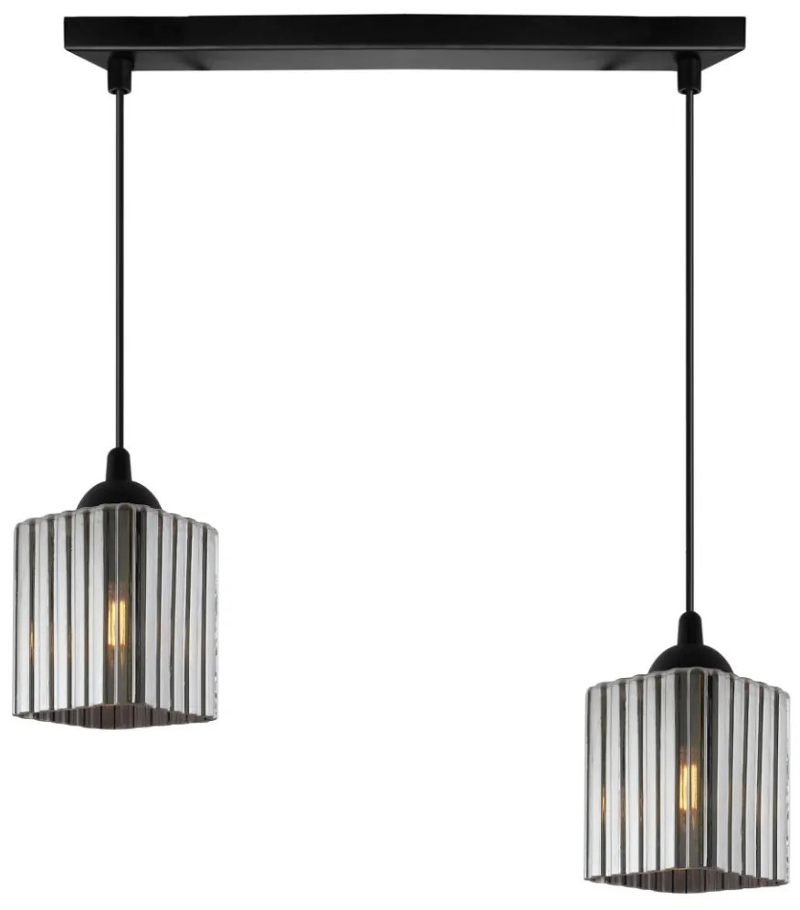 Závesné svietidlo Riffle Square, 2x grafitové sklenené tienidlo, b